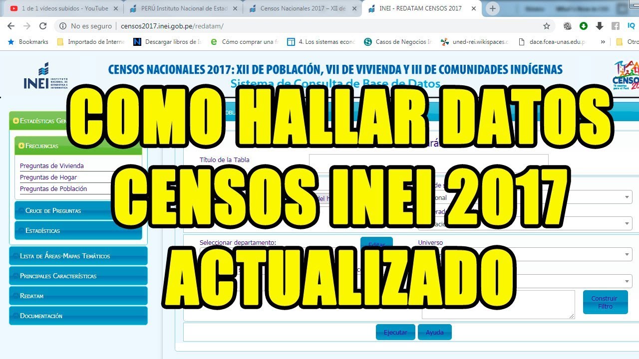 CENSO 2017 HALLAR DATOS INEI PERU  HOY EN 2019