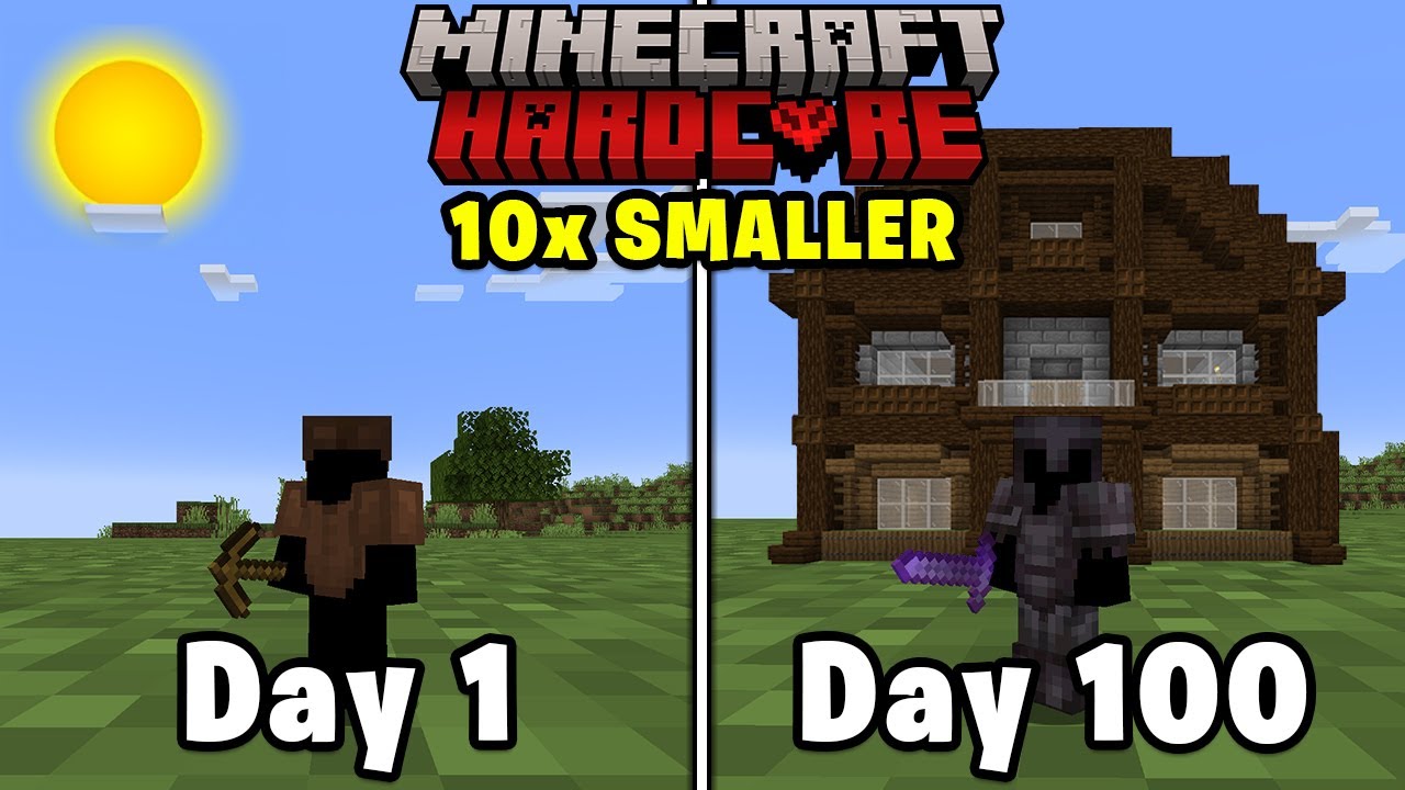 Can I Survive 100 Days In Hardcore, But I'm 10x Smaller | Minecraft
