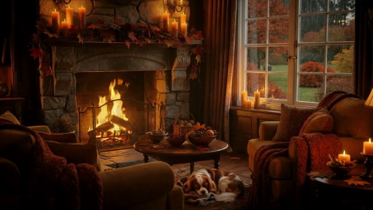 Cozy Fireplace Jazz with Rain Sounds for Deep Relaxation (4 Hours)