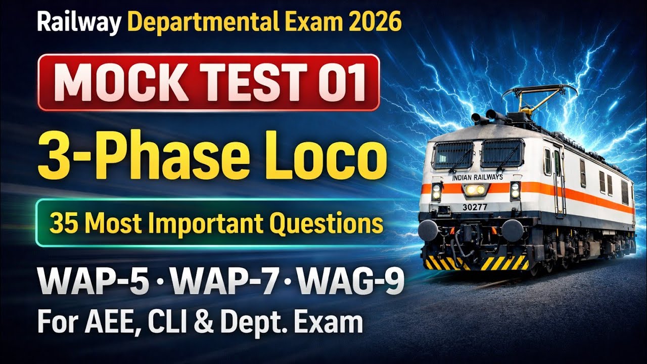 3 phase Loco MCQ/Three phase Loco important questions/ Rly LDCE  AEE/ Railway LDCE AEEPYQ