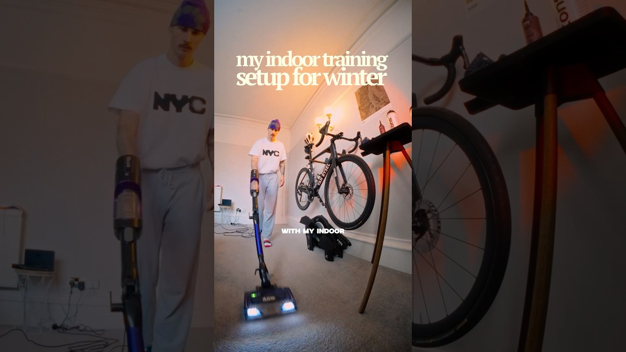 indoor training set up had a glow up #wintercycling