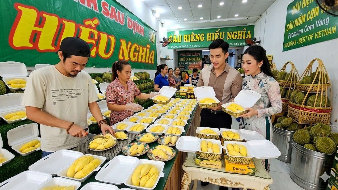 Cận Cảnh Khui Hàng Chục Hộp Sầu Riêng Cho Khách Vip
