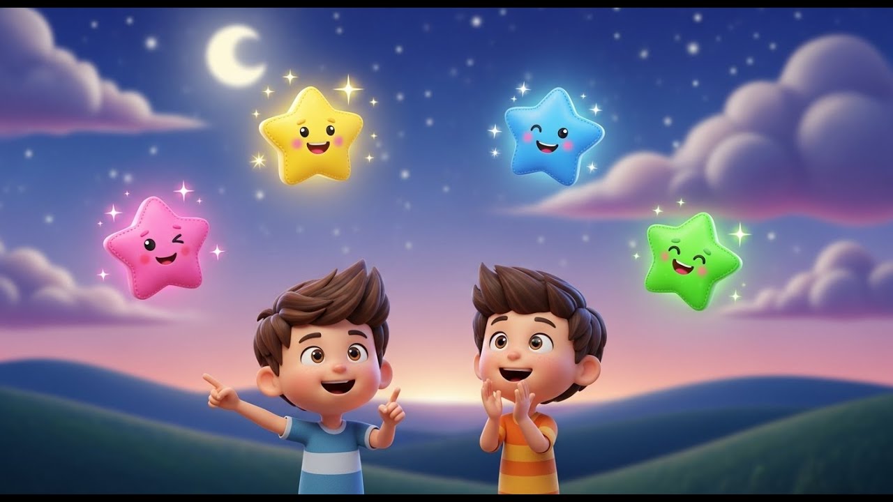 Cuatro Pequeñas Estrellas de Juguete Brillan Brillan | Canciones de Cuna y Rimas para Dormir