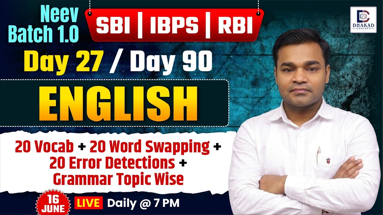 Neev Batch 1.0 | SBI /IBPS /RBI | English | Free Batch #27 | Himanshu Sir | Dhakad Bank Exams