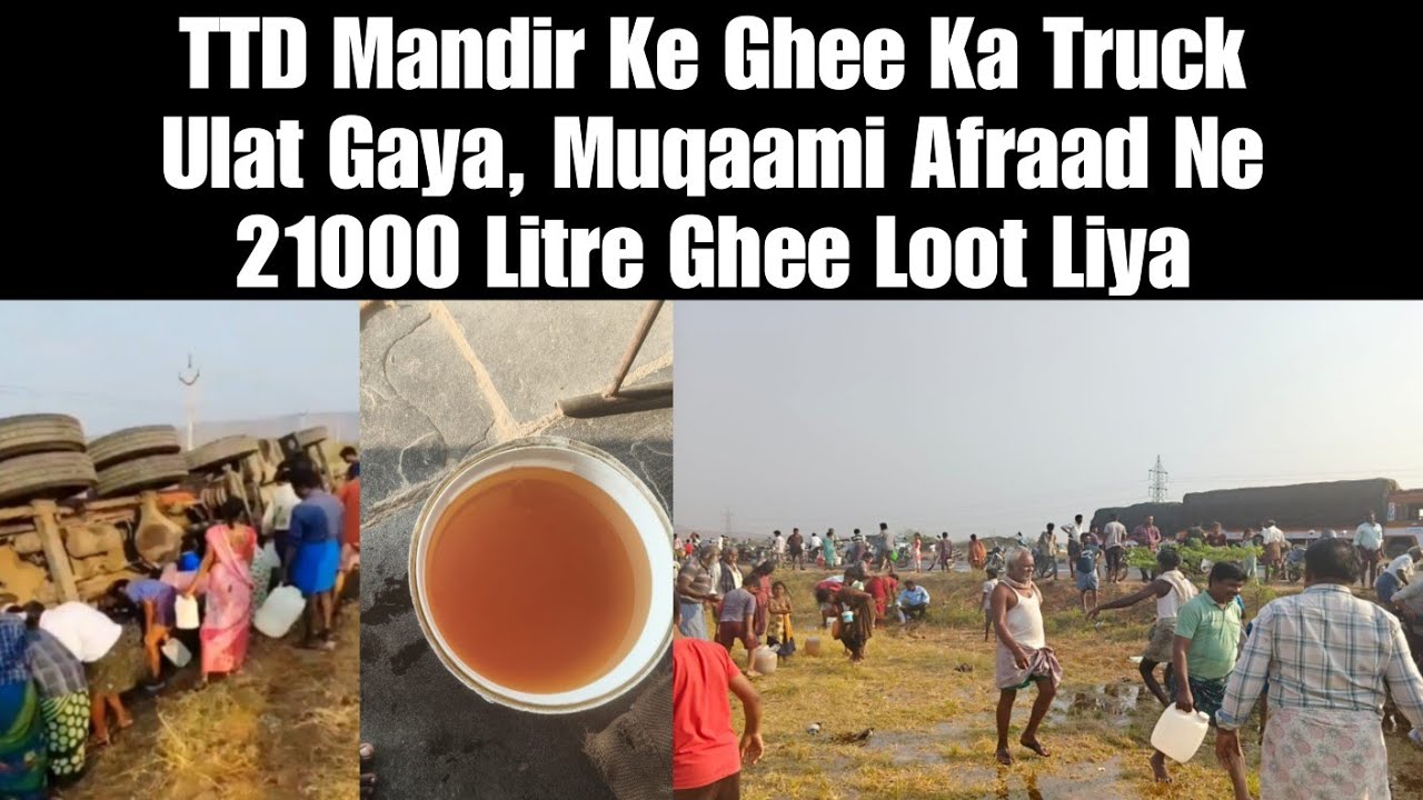 TTD Mandir Ke Ghee Ka Truck Ulat Gaya, Muqaami Afraad Ne 21000 Litre Ghee Loot Liya | AHN News