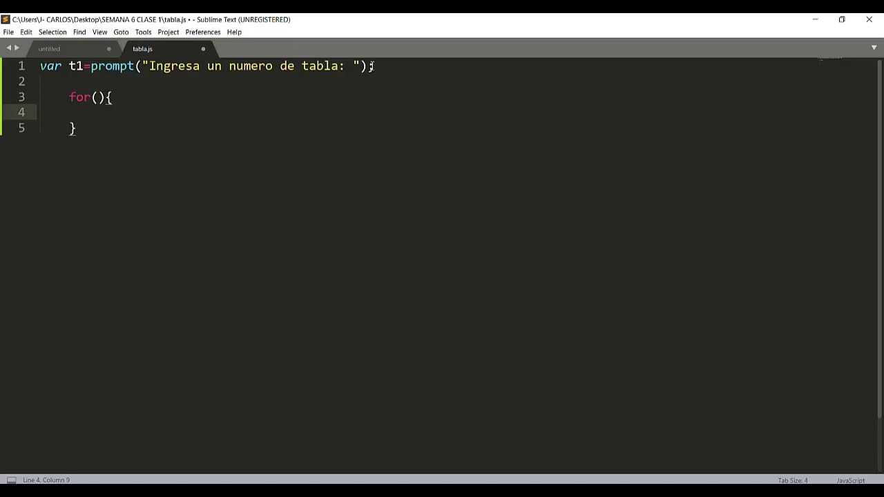 Tablas de multiplicar con for en JavaScript