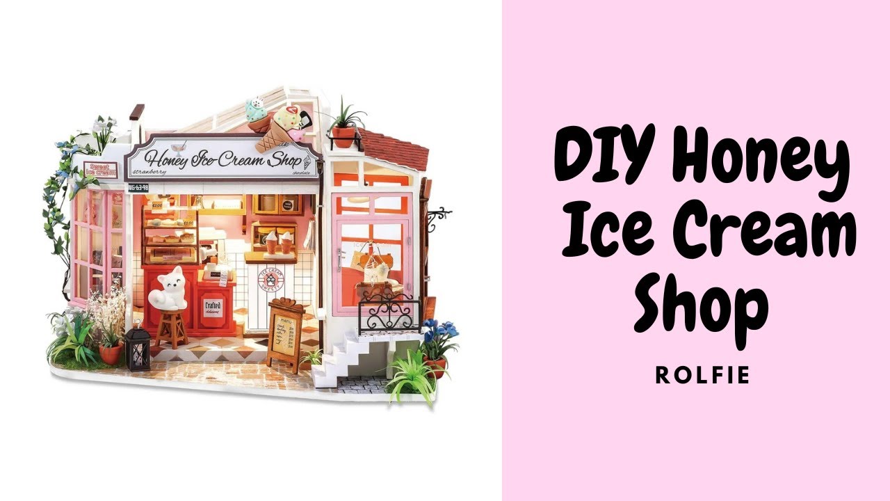 DIY Miniature Dollhouse Kit | Ice cream shop | With LED lights!