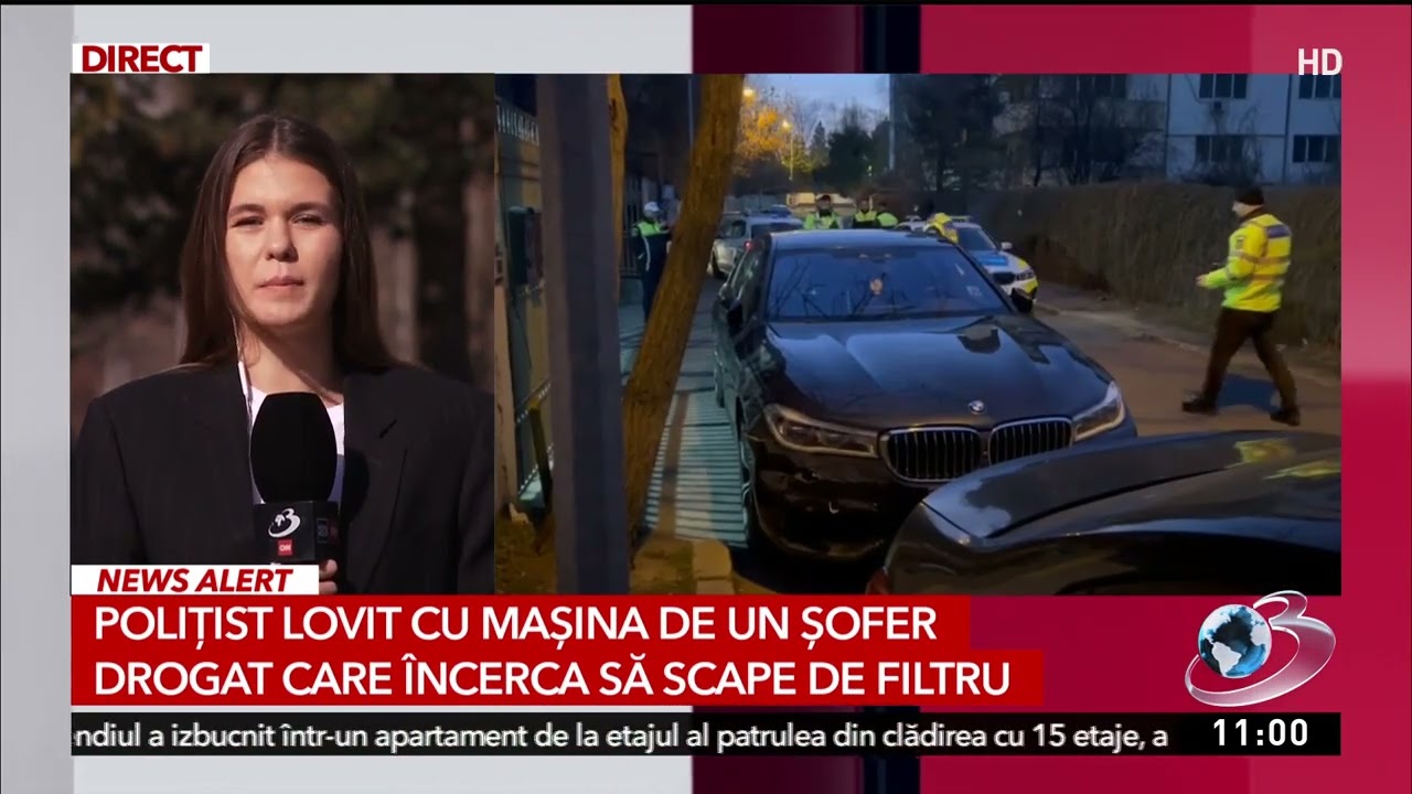 Un polițist a fost lovit cu mașina de un șofer băut și drogat, care încerca să scape de filtru, în B