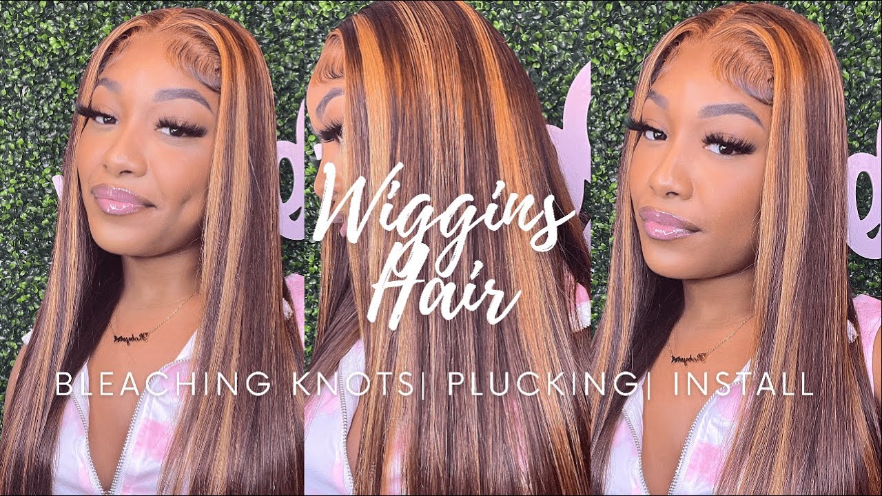 HOW TO: bleach knots, pluck, customize & install on highlight 5x5 closure wig ft. Wiggins Hair 🤍