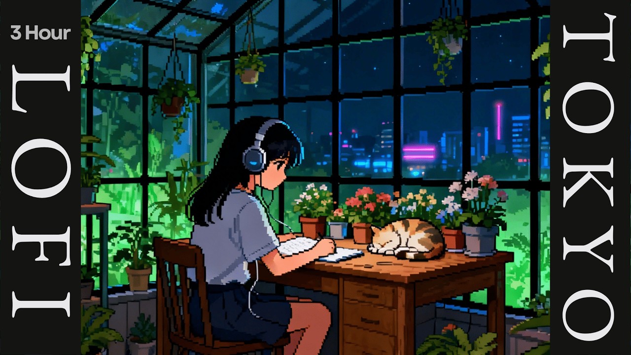 Greenhouse Study Lofi 🌿 Botanical Night View | Deep Focus & Code