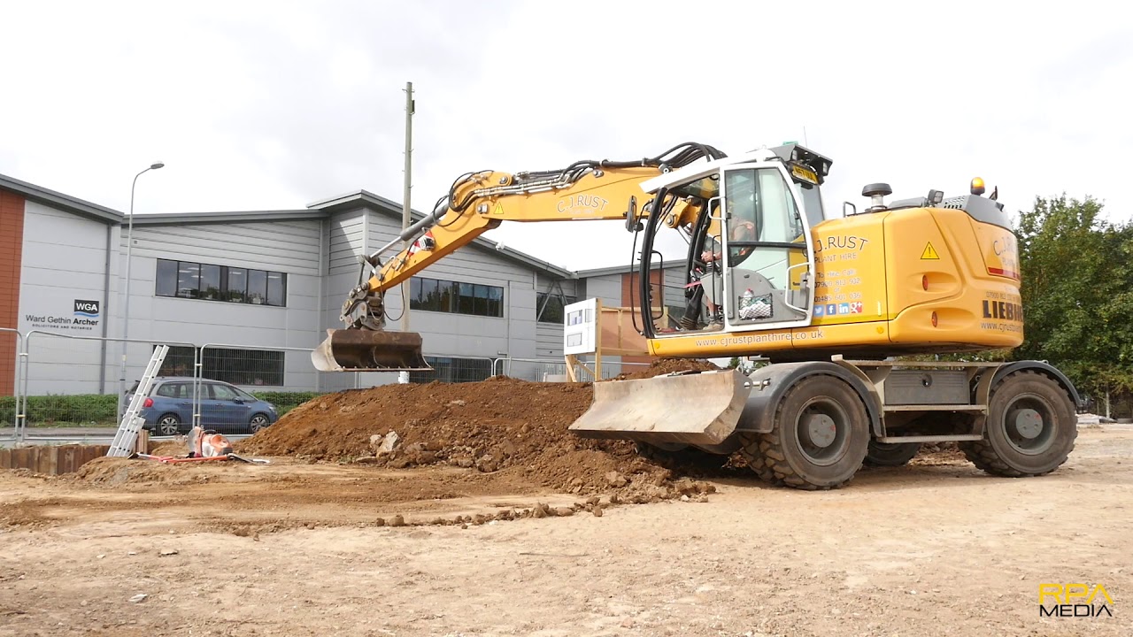 NEW Liebherr A918 wheeled excavator working on a development in Kings Lynn