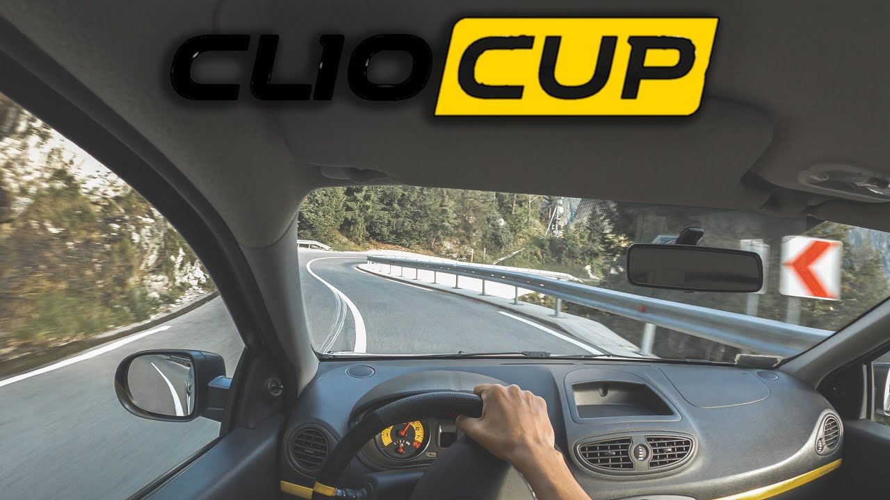 Driving fast a Renault Clio R.S. 200 on a beautiful place
