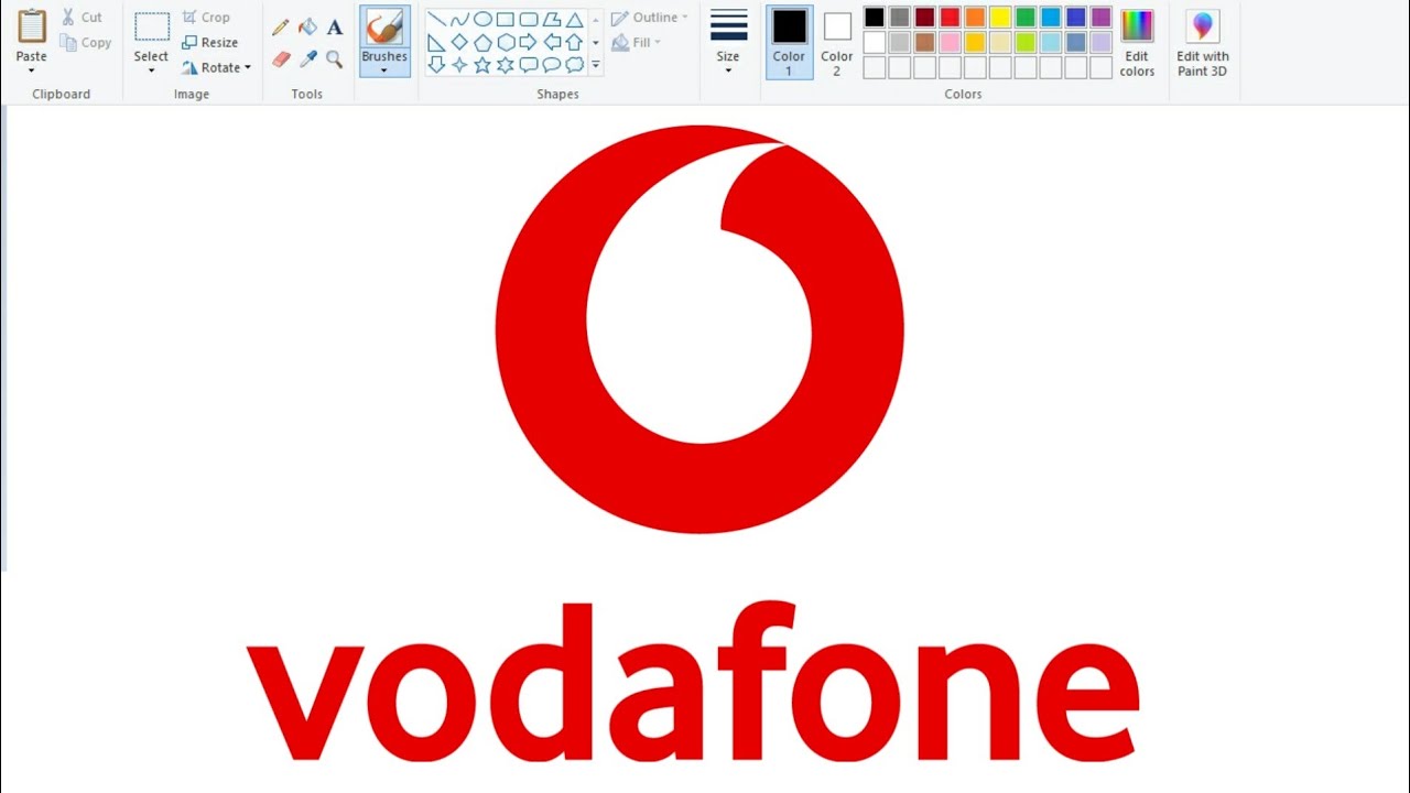 How to draw Vodafone Logo on Computer using Ms Paint | Vodafone Logo Drawing.