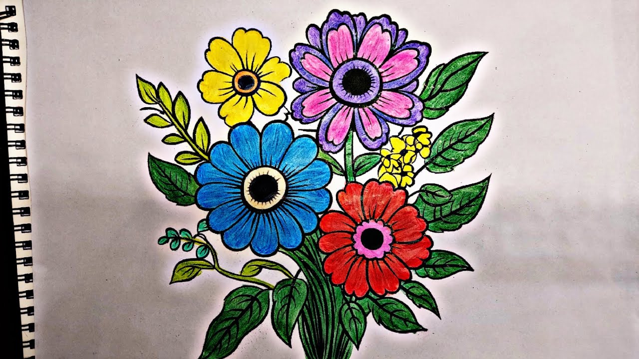 Draw a bouquet of flowers. 