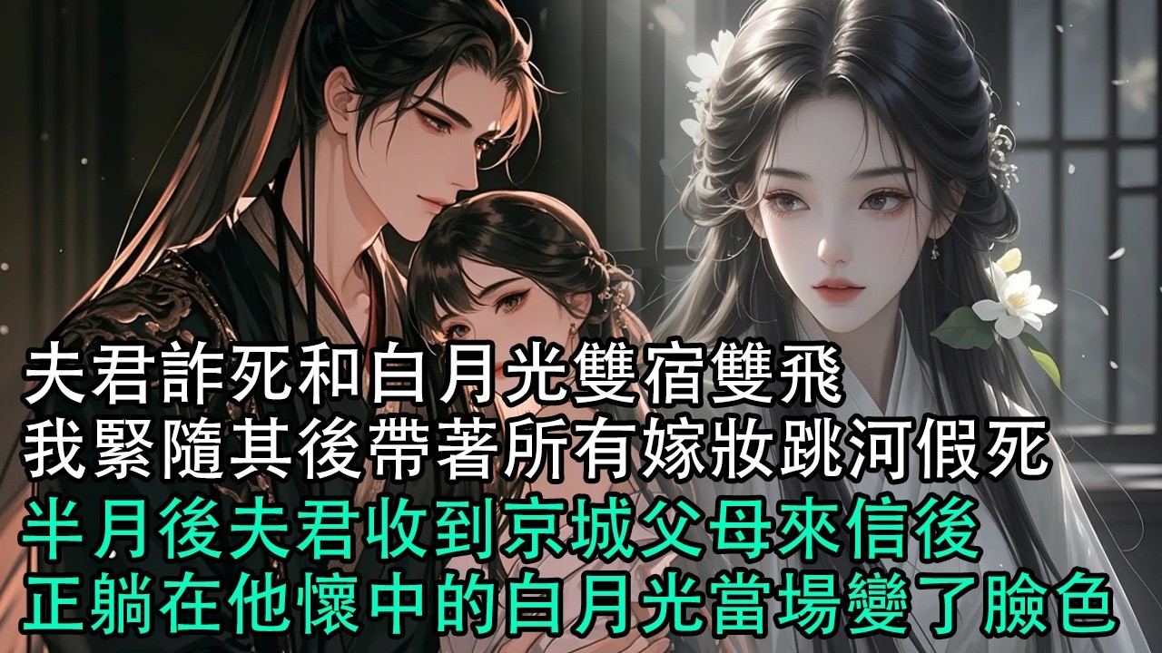 【一口氣看完】夫君詐死和白月光雙宿雙飛，我緊隨其後帶著所有嫁妝跳河假死，半月後夫君收到京城父母來信後，正躺在他懷中的白月光當場變了臉色#古言 #有聲小說 #情感故事