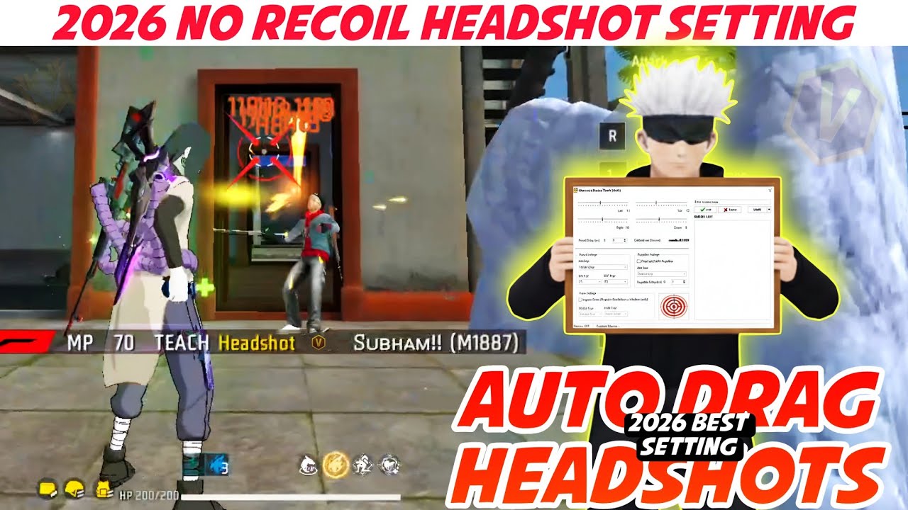 𝘼𝙪𝙩𝙤 𝘿𝙧𝙖𝙜𝙚 Universal Macro Tool (UMT) Increase 100% Headshot Rate With Secret Setting #freefire 