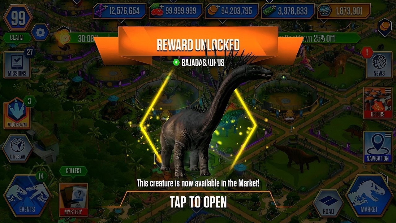 NEW UNLOCK BAJADASAURUS MAX LEVEL 40 | JURASSIC WORLD THE GAME