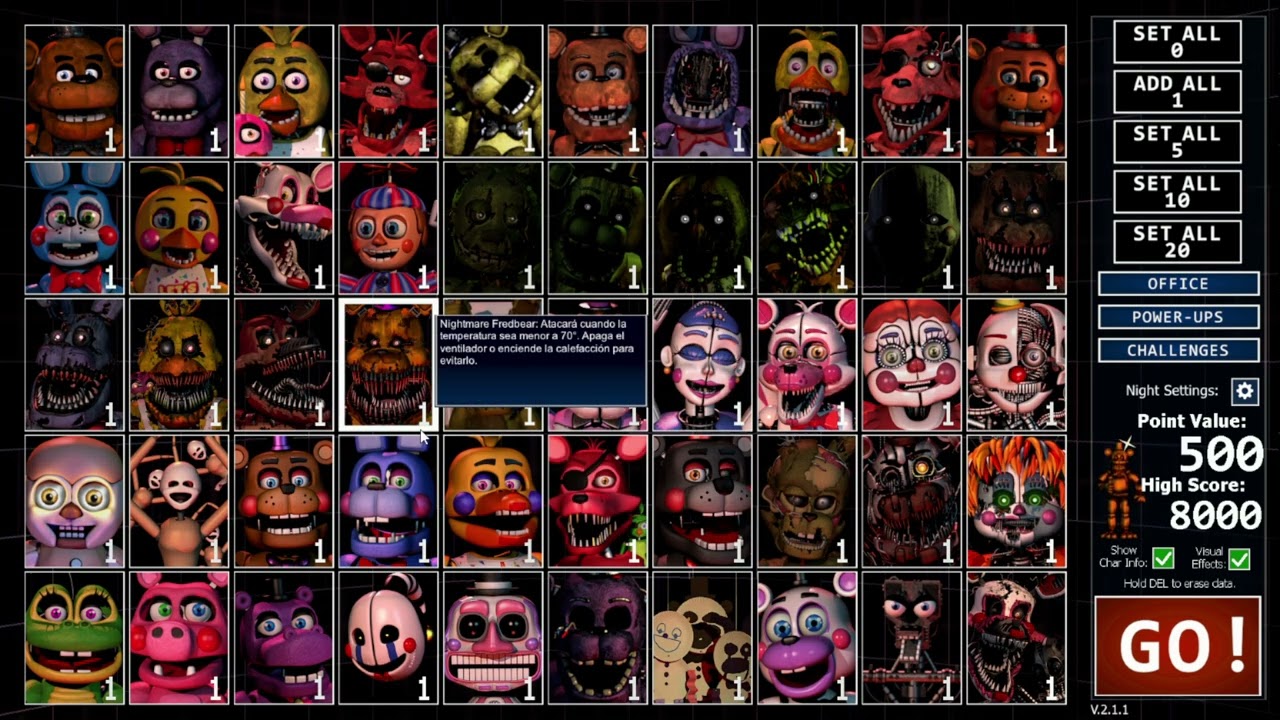 ¿Como funcionan todos los animatronicos de Ultimate Custom Night plus?
