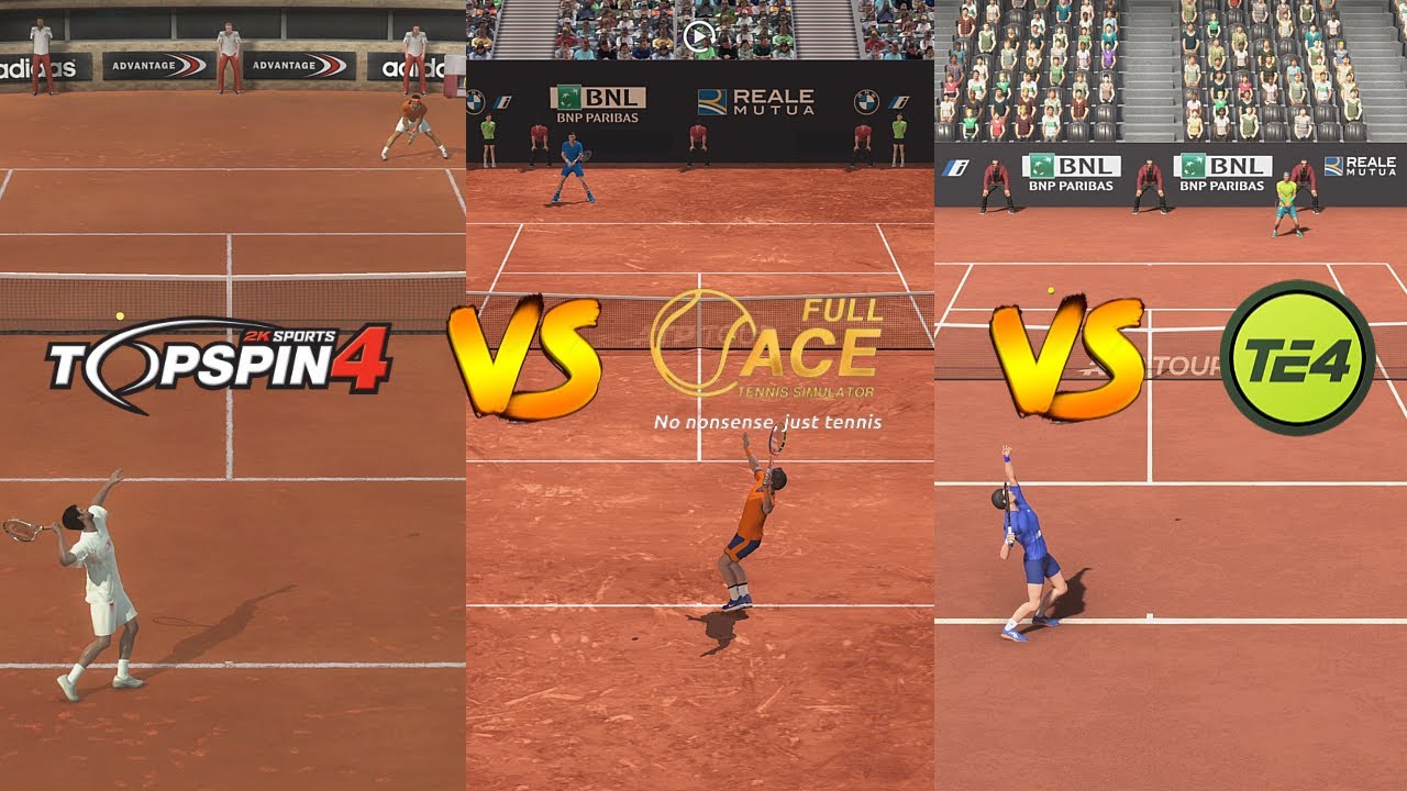 Top Spin 4 VS Full Ace Tennis Simulator VS Tennis Elbow 4 | Djokovic VS Nadal | Rome | Gameplay