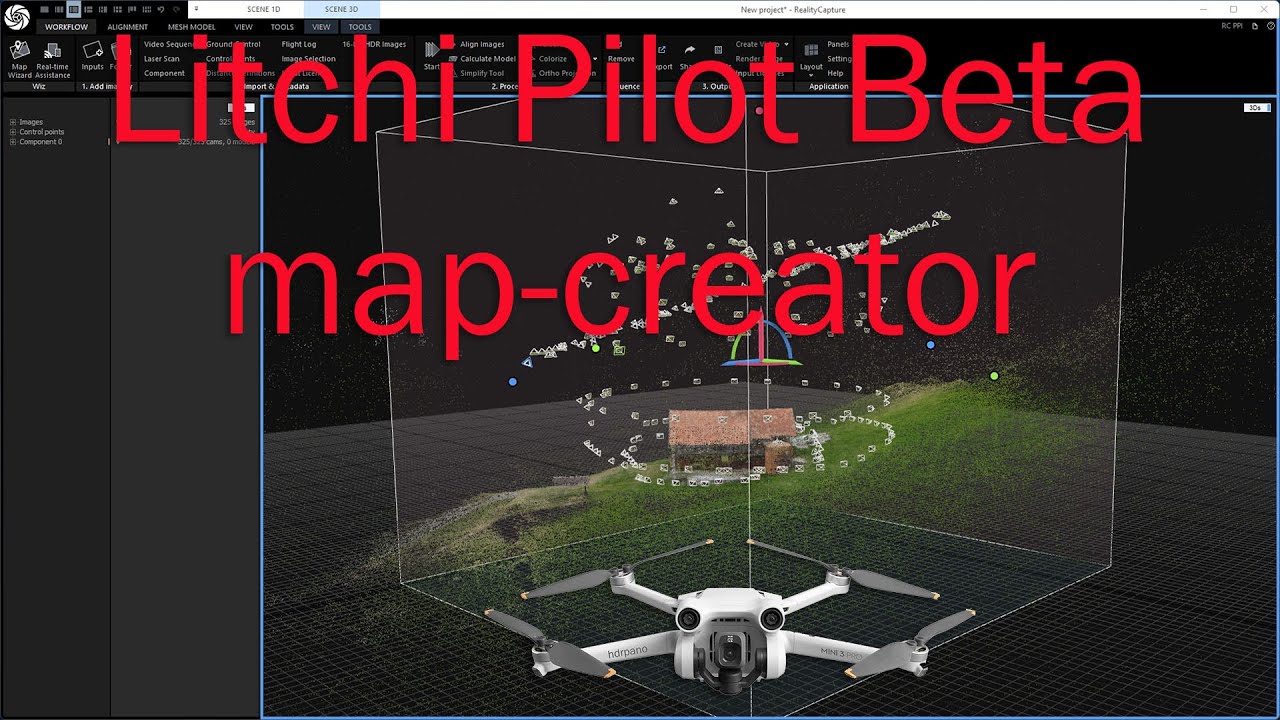Litchi Pilot Beta with the map-creator for photogrammetry, DJI Mini 3 Pro shooting