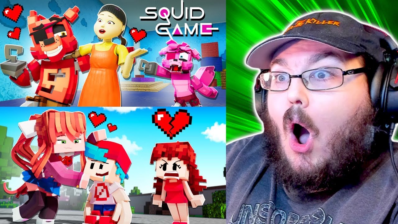 SQUID GAME HIDE AND SEEK!, GLASS BRIDGE! & BOYFRIEND vs MONIKA!? @ZAMinationProductions  - Animation REACTION!!