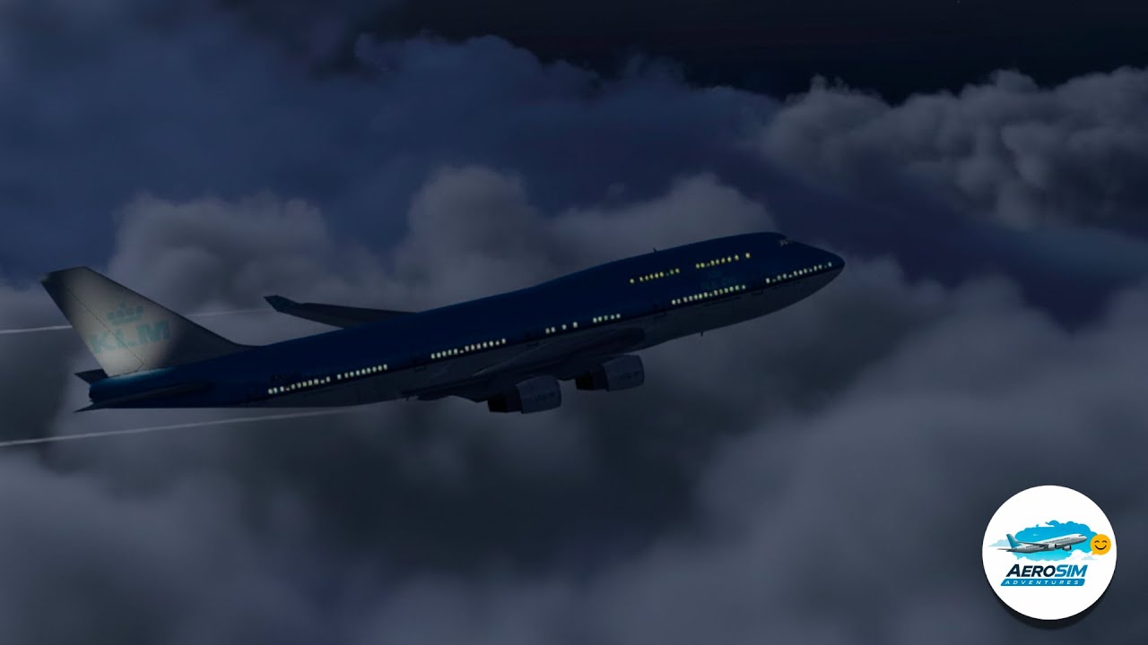 B747 КЛМ | Ночной вылет из салона — Царица небес снова летает