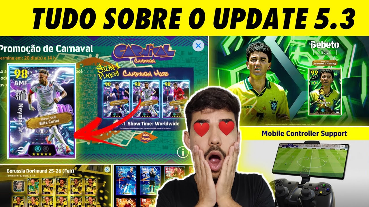 NEYMAR Blitz Curle GRÁTIS, GAMEPAD e Todas NOVIDADES da Atualização de Carnaval efootball 2026
