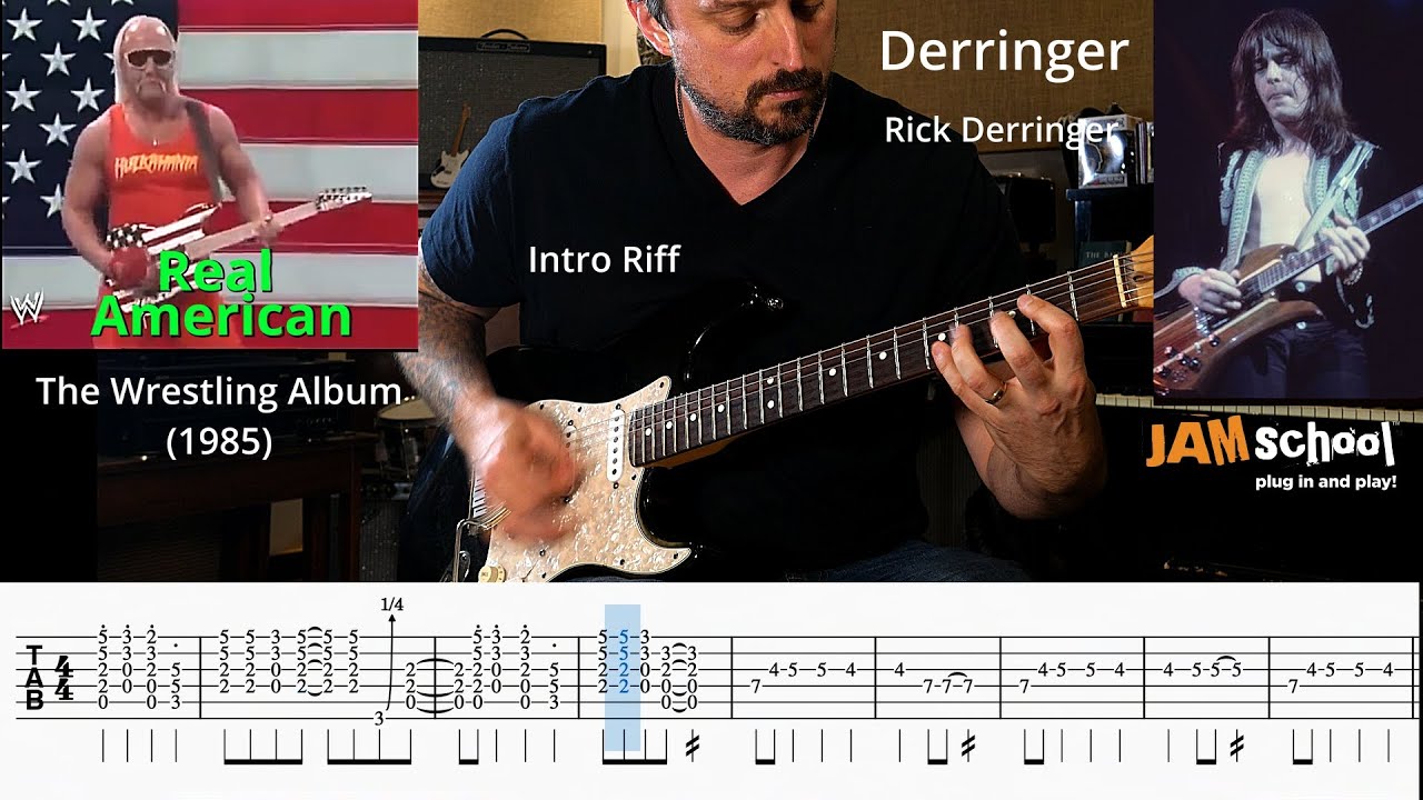 Rick Derringer Hulk Hogan Theme song (Real American) Guitar solo with TAB