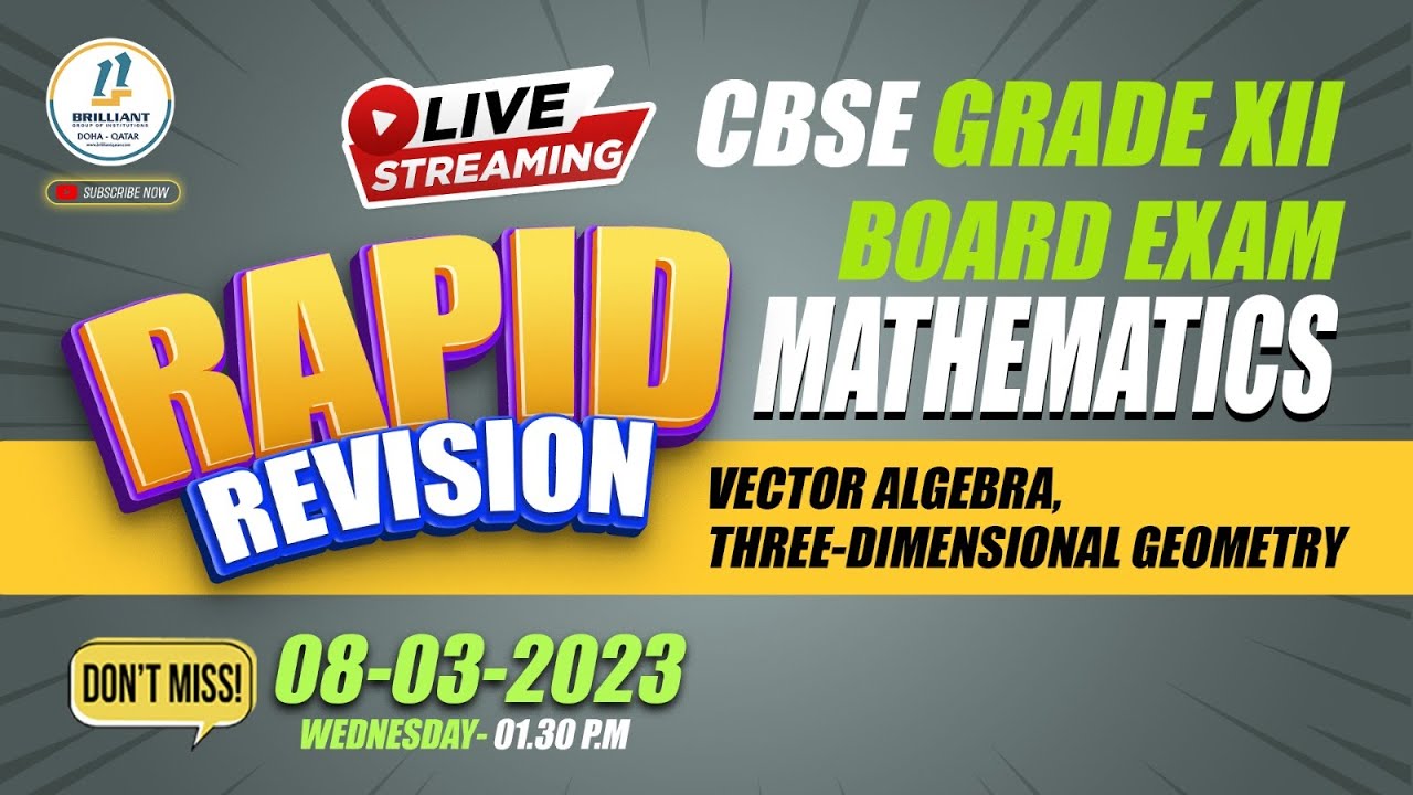 CBSE Grade 12 Mathematics | Three-dimensional Geometry | Vector Algebra | Rapid Revision Live Class