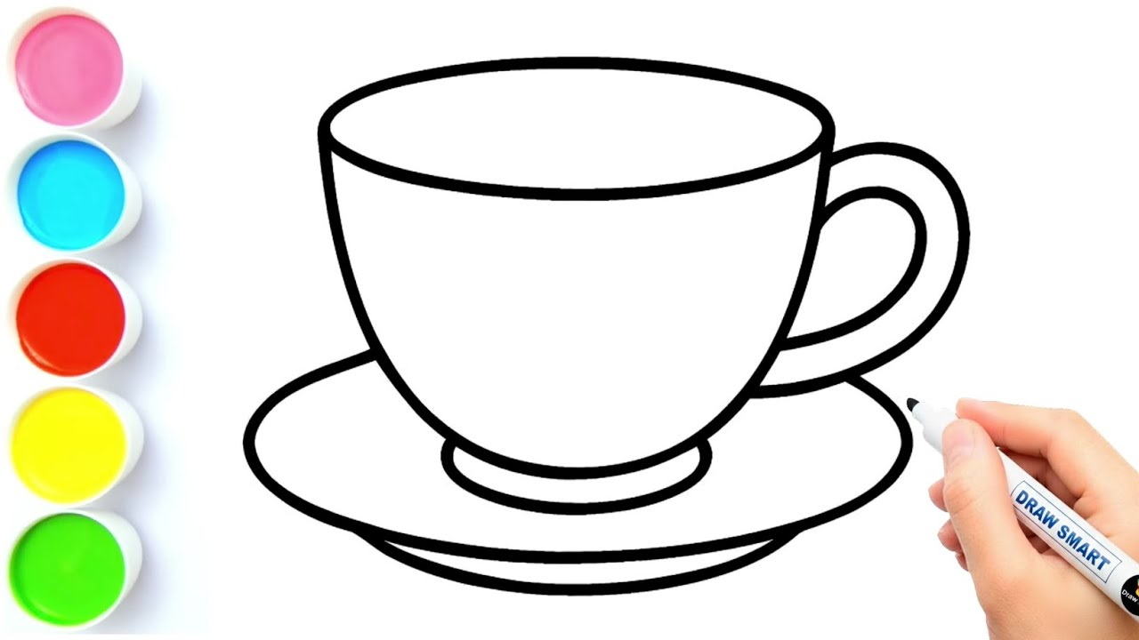 How to Draw Cup Plate | How to Draw Cup Plate Easy | Cup Plate Drawing | Draw Smart
