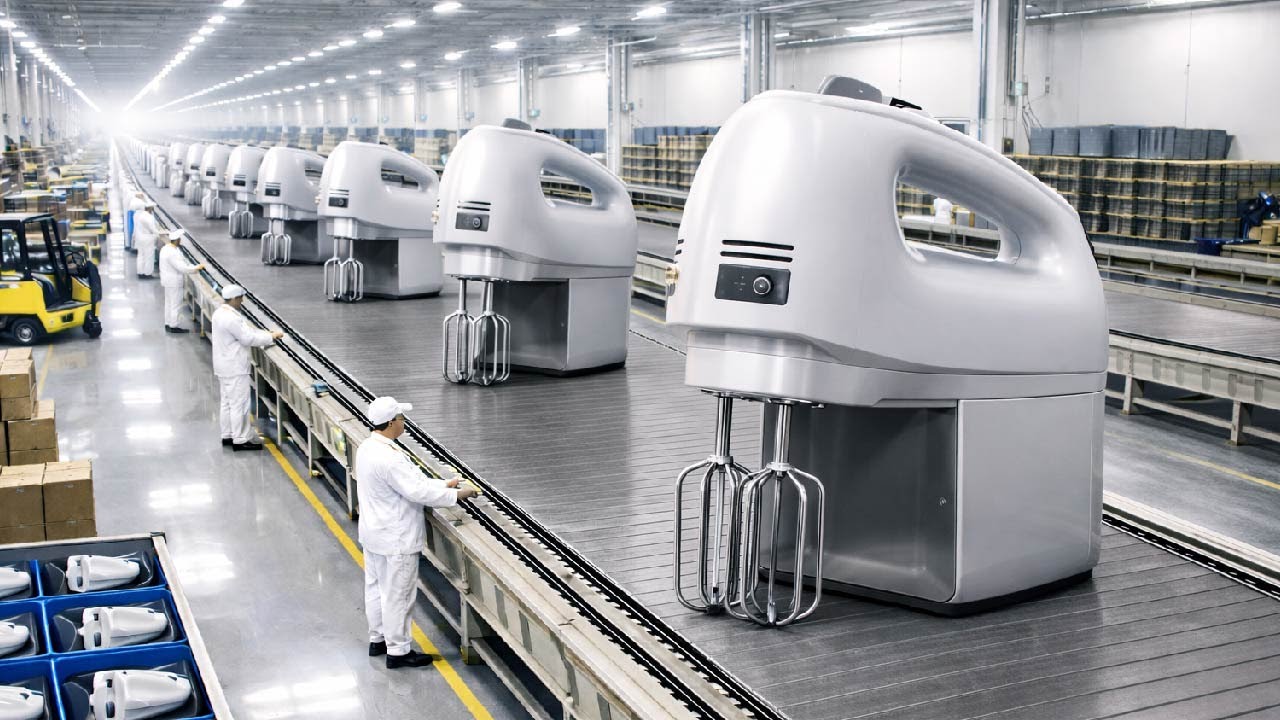 Inside a hand mixer factory: gearbox assembly, torque testing, and vibration QC