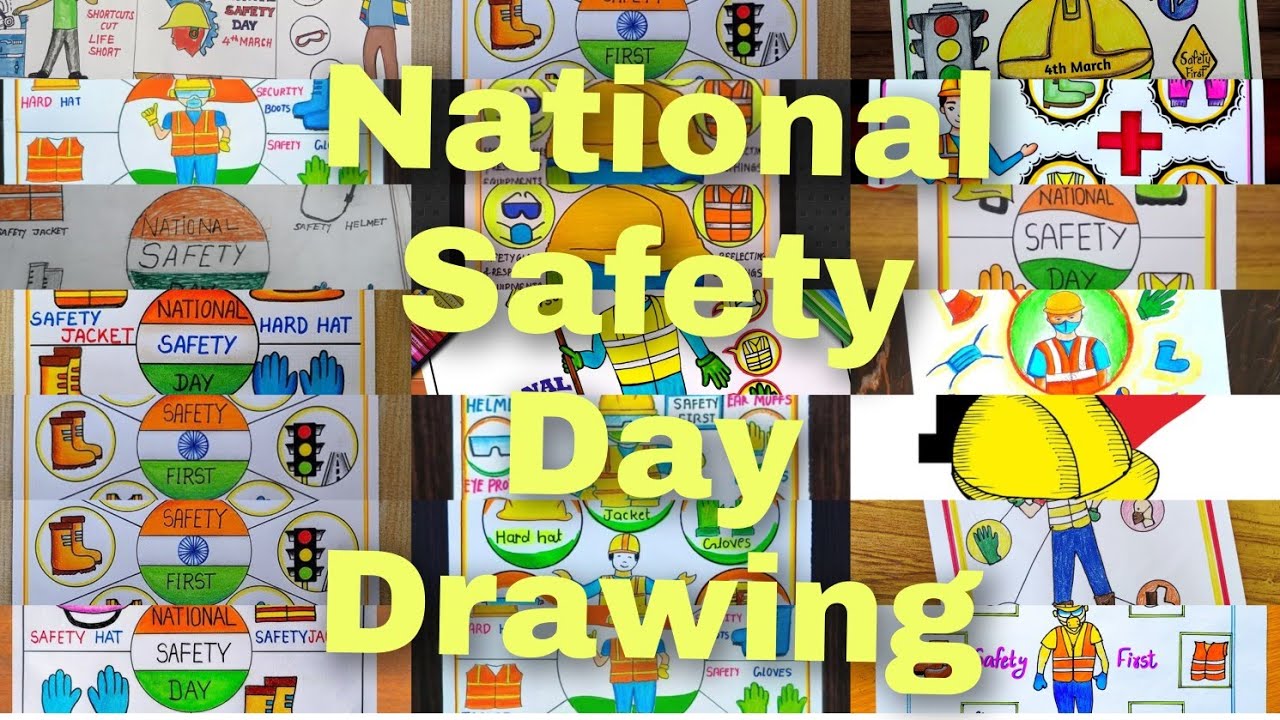National Safety day drawing Easy, 4th March | Safety day poster drawing | Safety first drawing