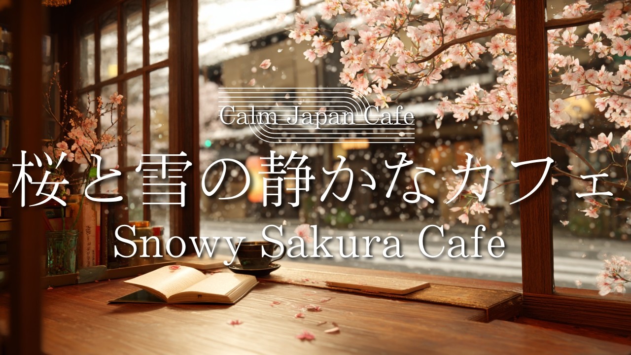【春の奇跡】桜に雪が降る静かなカフェ🌸❄️作業用BGM・読書・勉強｜4時間
