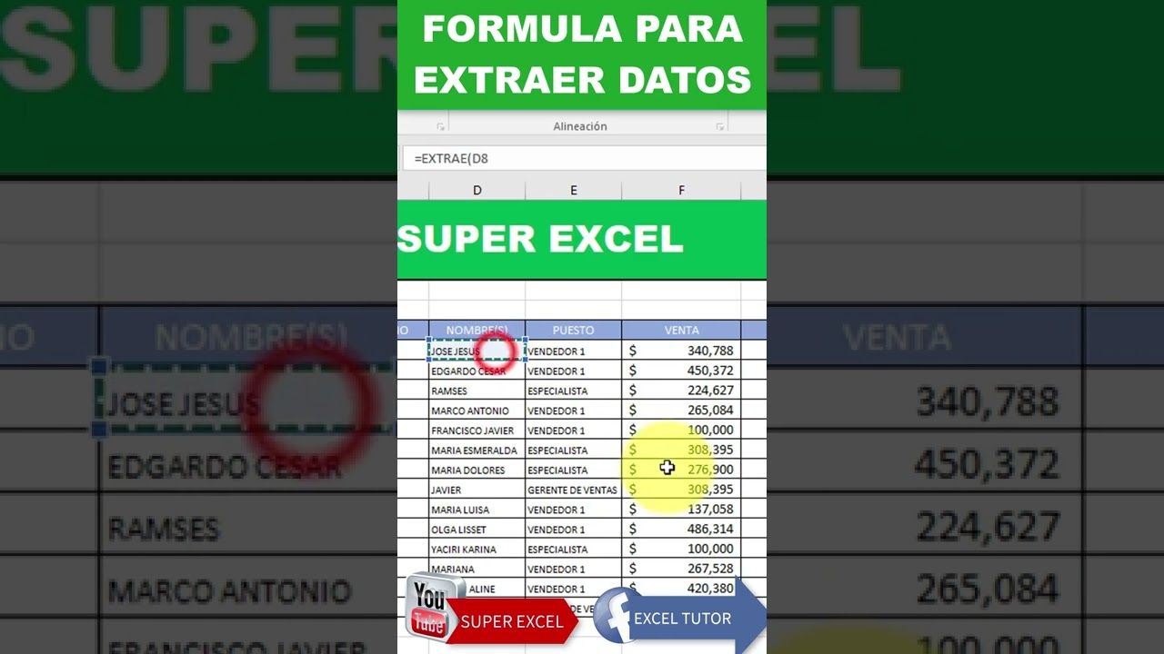 FUNCI&Oacute;N EXTRAE EN EXCEL CURSO GRATIS!!