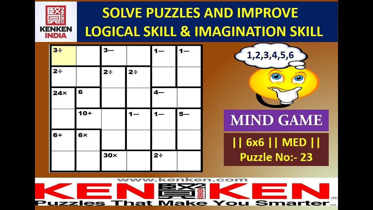 How to solve KENKEN Puzzle 6x6 ||EASY|| Puzzle no: 22|| #skillgame #kenken #puzzle