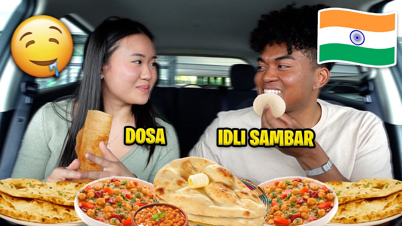 COUPLES TRYING INDIAN FOOD FOR THE FIRST TIME! (MASALA, DOSA, ALOO PURI, IDLI SAMBAR) *PART 5*