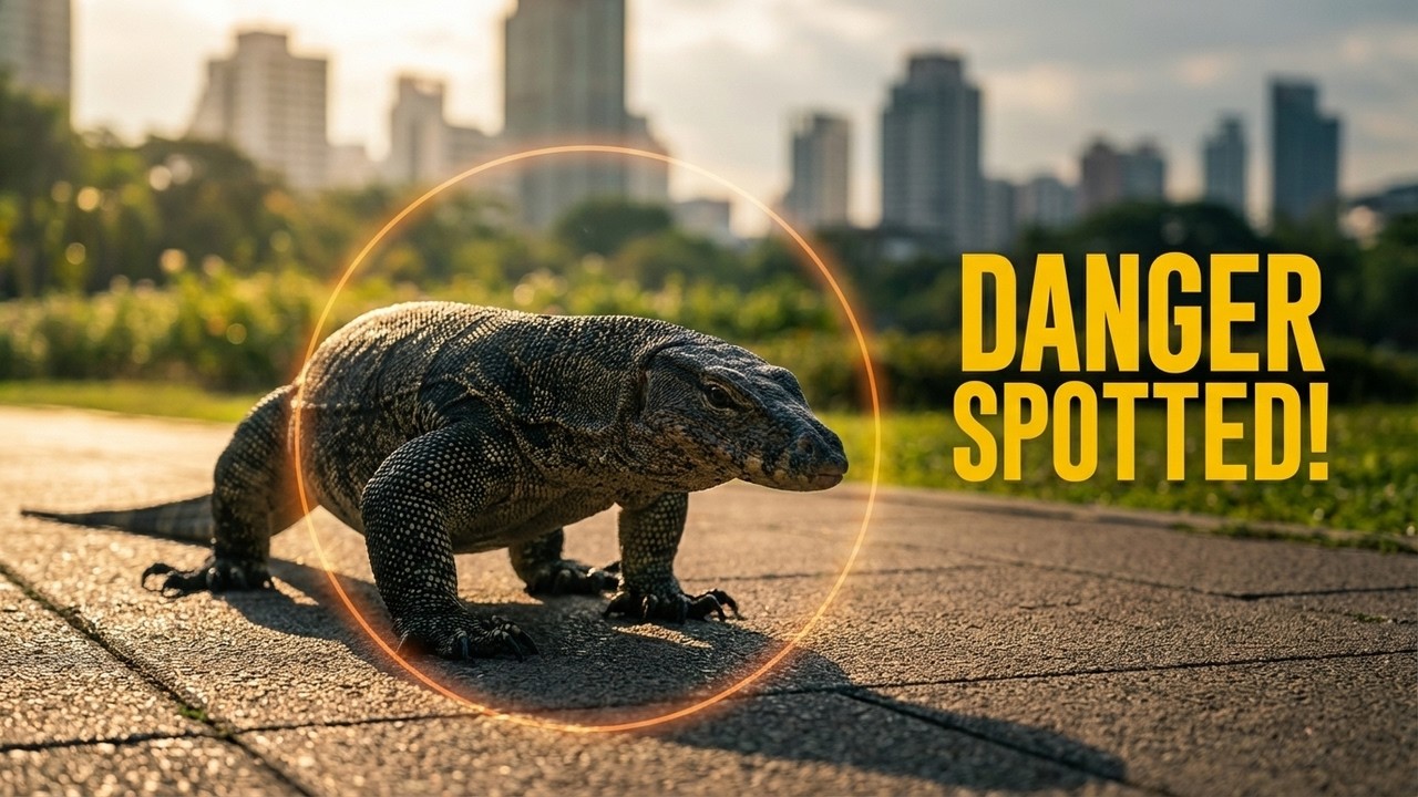 🇹🇭4k HDR | DANGEROUS MONITOR LIZARDS SPOTTED AT LUMPHINI PARK