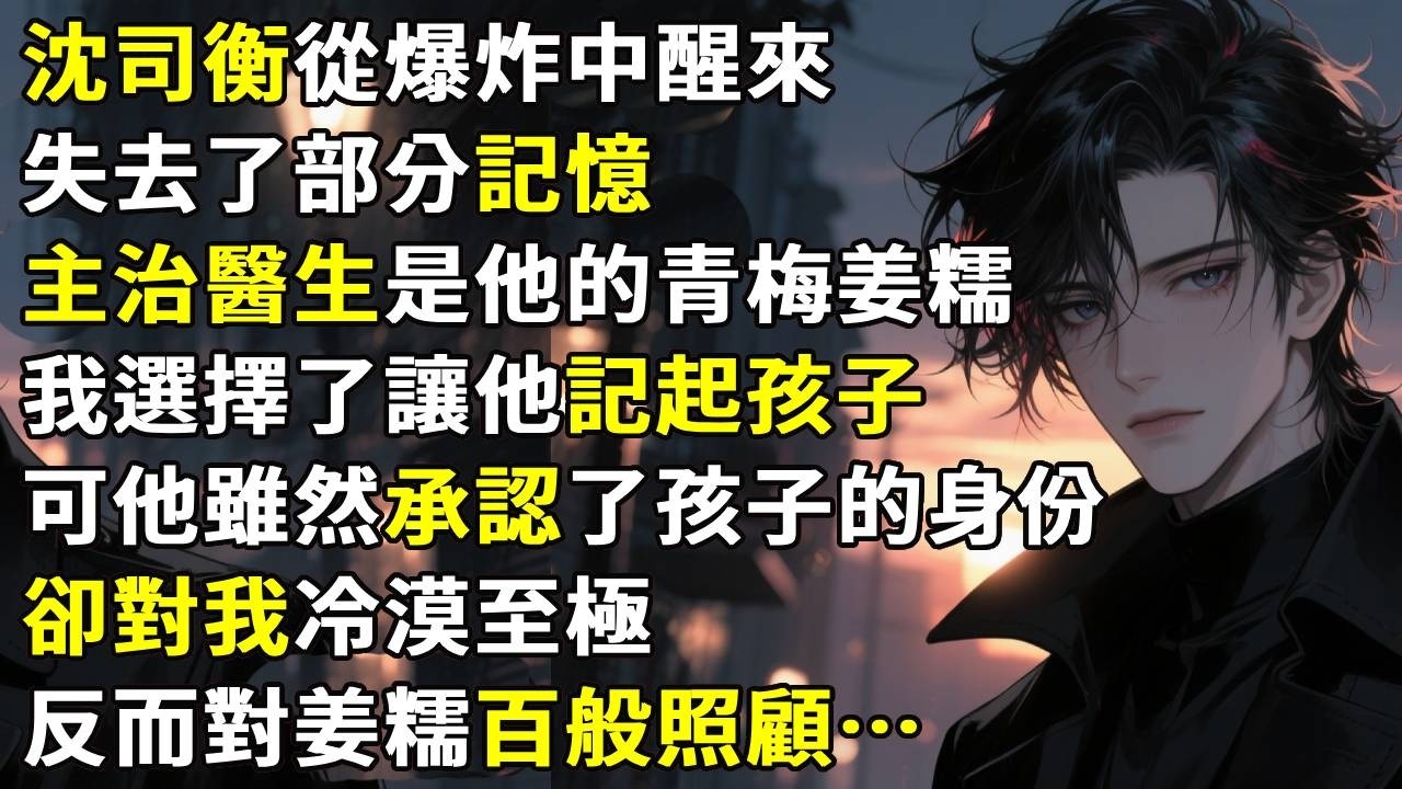 沈司衡從爆炸中醒來失去了部分記憶。主治醫生是他的青梅姜糯。我選擇了讓他記起孩子。可他雖然承認了孩子的身份，卻對我冷漠至極，反而對姜糯百般照顧，說虧欠了她。#故事分享  #情感