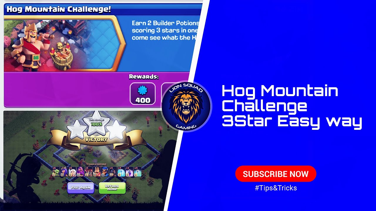 Hog Mountain Challenge - 3 Star Easy way (Clash of clans)