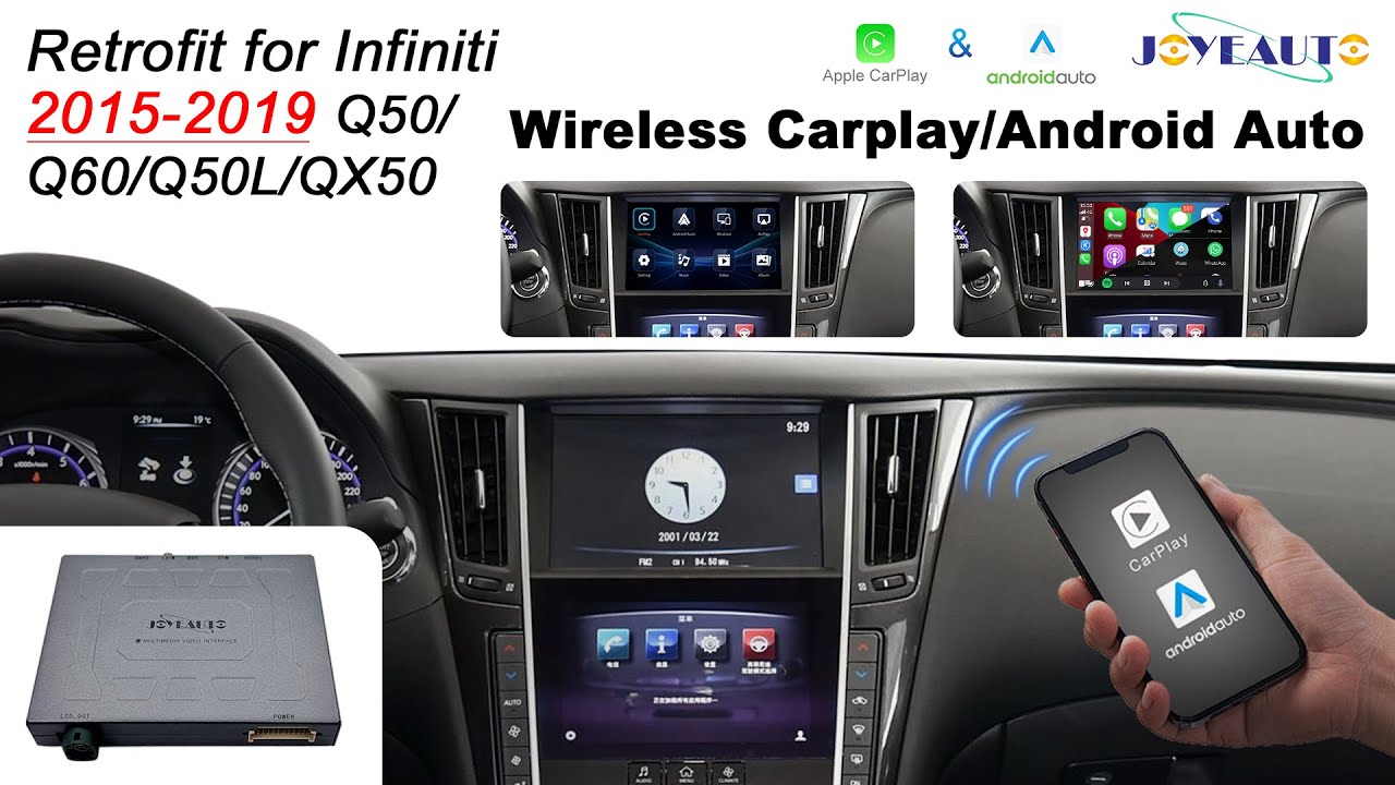 2026 Joyeauto Wireless CarPlay&Android Auto for Infinity 2017 Q50 Plug-and-Play Retrofit Rear Camera