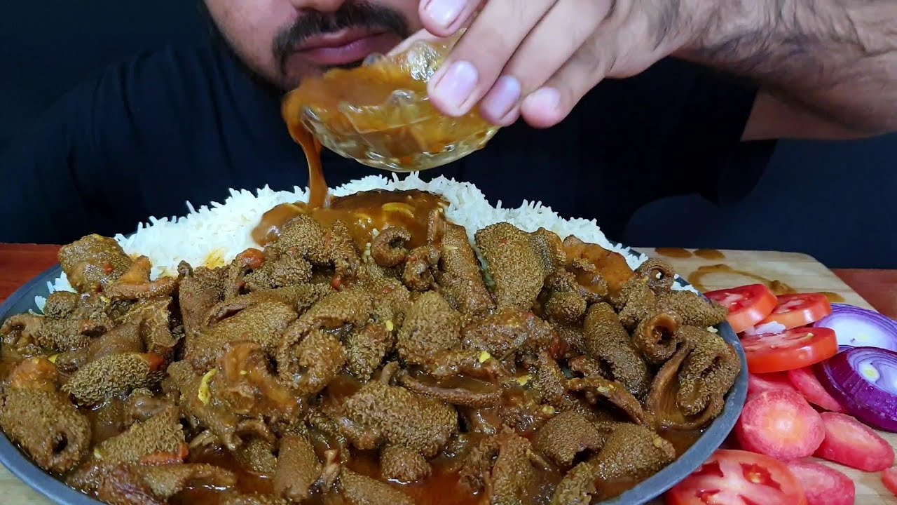 ASMR; Eating Spicy Mutton Boti Curry with Basmati Rice (Eating Show) REAL MUKBANG (NO TALKING)