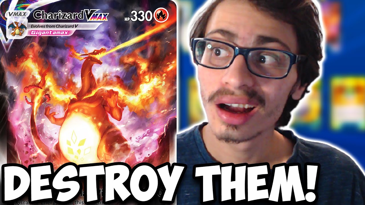 Charizard VMAX, Destroy Your Opponent's Active Pokemon! EZ KO, 300+ Damage! PTCGO