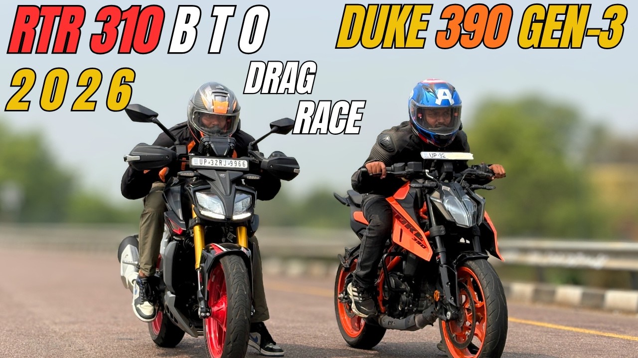 2026 Apache RTR310 vs Duke390 Drag Race | The UP46 Rider |