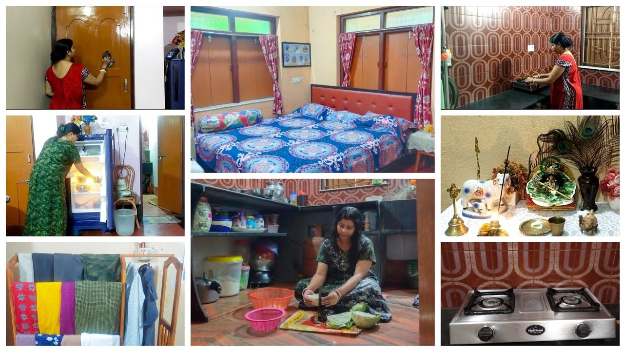 🏡 সঠিকভাবে বুদ্ধি খাটিয়ে কাজ করলে অল্প পরিশ্রম সংসারকে সুন্দরভাবে গরে তোলা যায়।Room cleaning করলাম