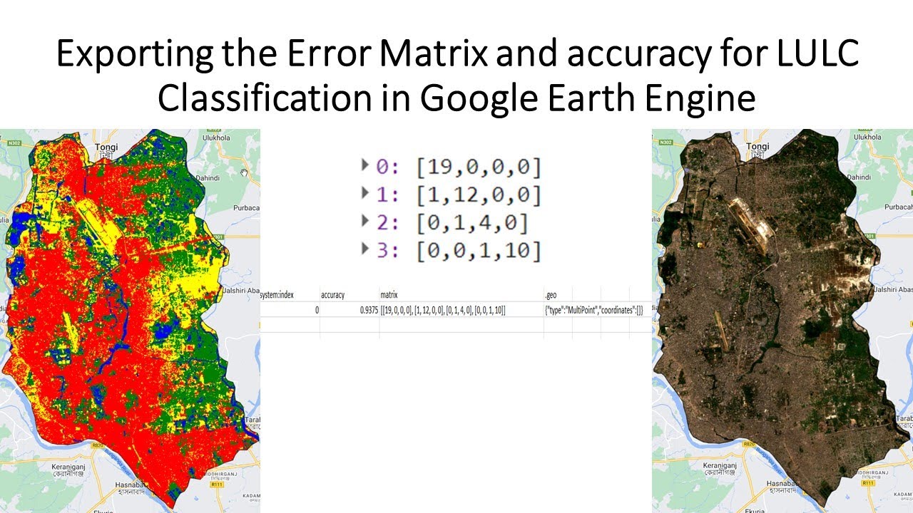 Exporting the Error Matrix and accuracy for LULC Classification in Google Earth Engine