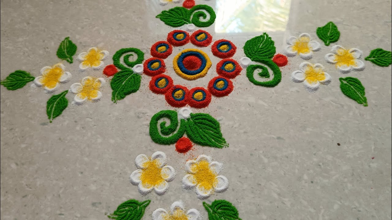 Flower 🌼 Rangoli Design For Beginners || Easy Flower Rangoli #rangoli #flowerrangoli 