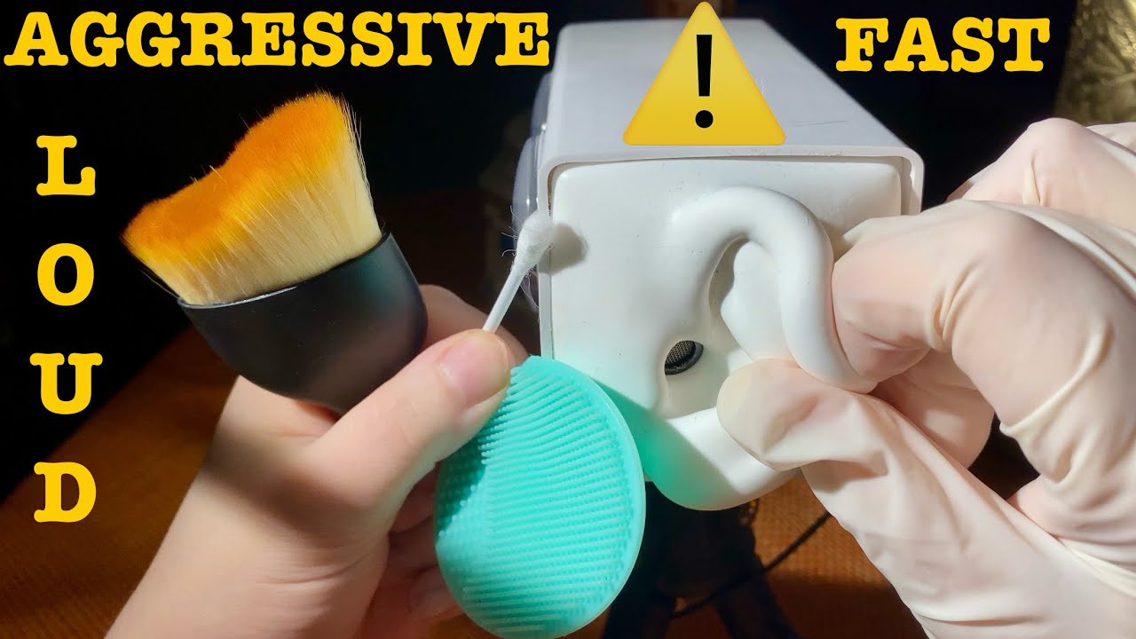 ASMR|⚠️🎧EXTREME FAST AGGRESSIVE EARS MASSAGE CLEANING BRUSHING W/ and W/O GLOVES. BINAURAL LOUD💆🏻‍♂️