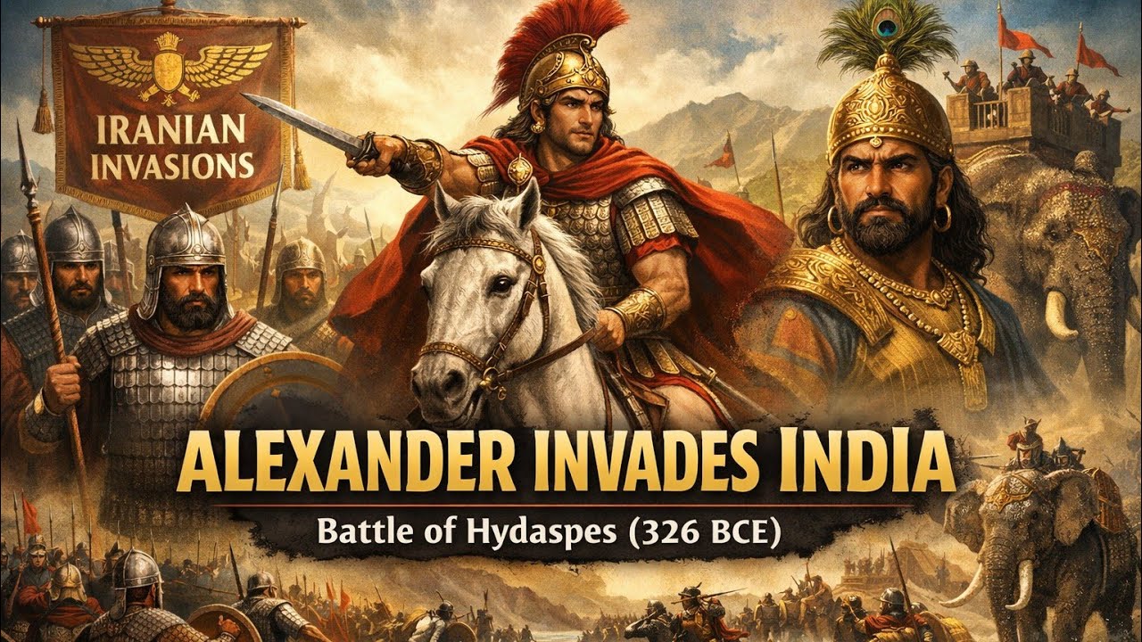 Iranian & Greek Invasions of India | Alexander the Great & Battle of Hydaspes Explained  UPSC cls 17