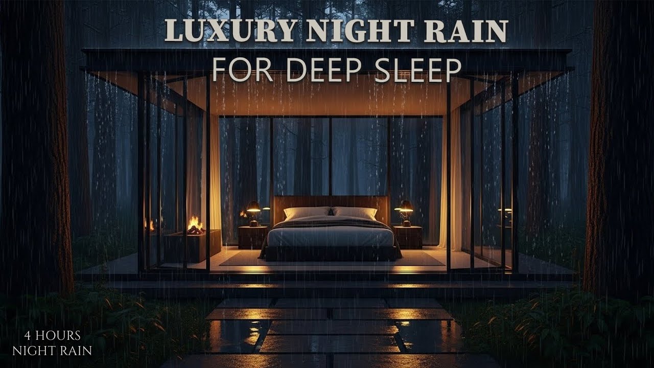 Luxury Forest Bedroom Night Rain (No Thunder) | 4 Hours Calm Sleep Ambience