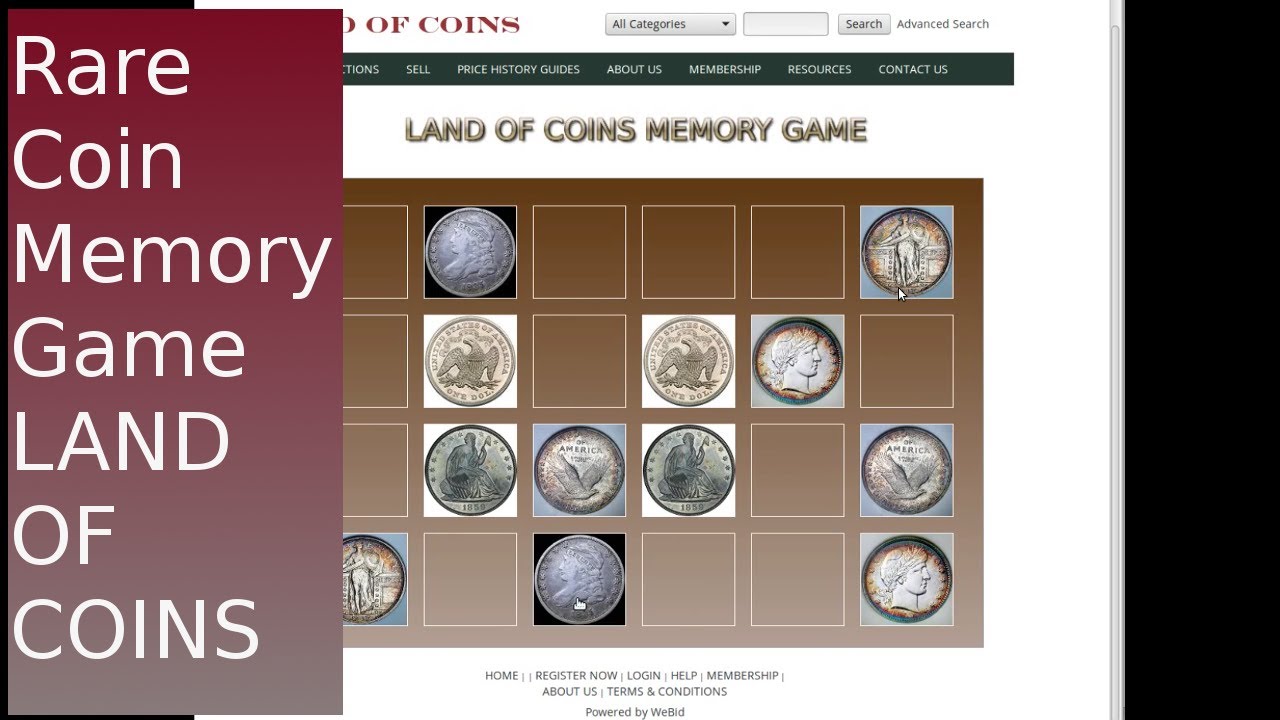 Land of Coins Rare Coin Auctions Memory Game
